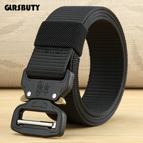 Ceinture tactique militaire en Nylon pour hommes, largeur de 3.8CM, à dégagement rapide, robuste, avec boucle en métal, pour l'entraînement en plein air ► Photo 1/6