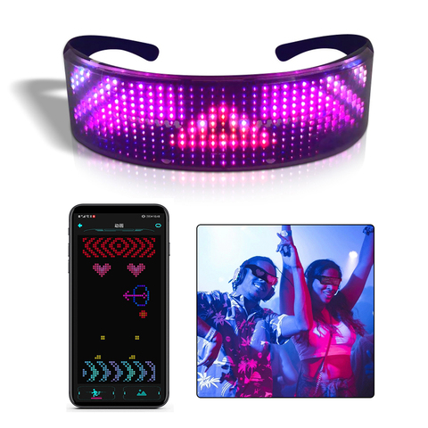 Lunettes de fête magique, bouclier de Led Bluetooth, recharge USB, Flash rapide, verres lumineux de Led, à monter soi-même ► Photo 1/6