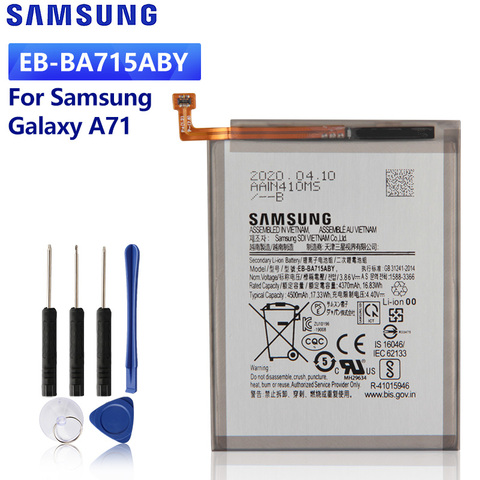 Batterie de remplacement pour SAMSUNG Galaxy A71, EB-BA715ABY authentique, SM-A7160 mAh, 4500 ► Photo 1/6