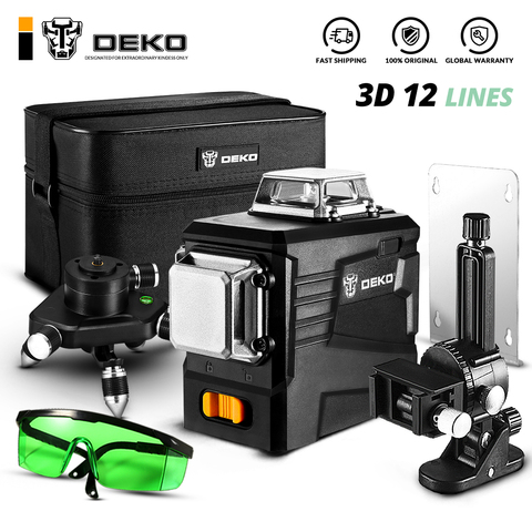 DEKO – niveau Laser 12 lignes série 360 °, lignes transversales horizontales et verticales avec Auto-nivellement, pour l'intérieur et l'extérieur ► Photo 1/5