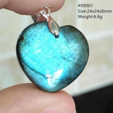 Pendentif coeur amour goutte d'eau, Labradorite naturelle violet lumière bleue pour femmes et hommes, collier en cristal de pierres précieuses de guérison, bijoux AAAAA ► Photo 1/6