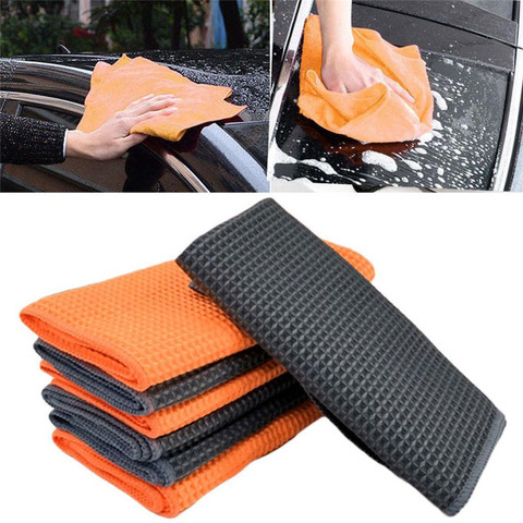 40x40cm lavage de voiture serviette verre nettoyage cire polissage détaillant gaufre armure serviette voiture nettoyage microfibre chiffon cuisine nettoyant ► Photo 1/6