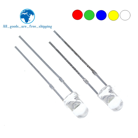 Kit de diodes électroluminescentes Ultra lumineuses F3, 5 couleurs, 20 pièces = 100 pièces, 3MM, rondes, vert clair/jaune/bleu/blanc/rouge ► Photo 1/5