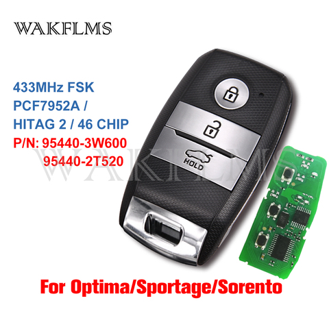 Carte-clé télécommande intelligente, 2014 MHz, pour voiture Kia Picanto Optima Sorento Sportage, 2015, 2016, 433, PCF7952 ► Photo 1/4