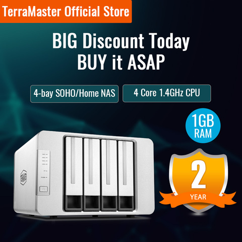 TerraMaster F4-210, 4 baies, NAS Quad Core, 1 go de RAM, serveur multimédia, RAID, Cloud personnel (sans disque) ► Photo 1/5