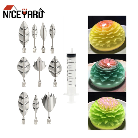 Embout de Pudding + 1 seringue, outils de décoration de gâteau avec gelée 3D en fleurs, outil d'art artistique, gelée, outils de cuisson ► Photo 1/6