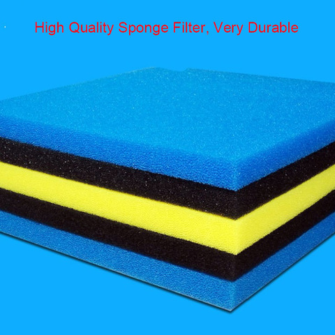 Filtre biochimique en mousse pour Aquarium, 50cm x 50cm x 2cm, noir, bleu, jaune ► Photo 1/6