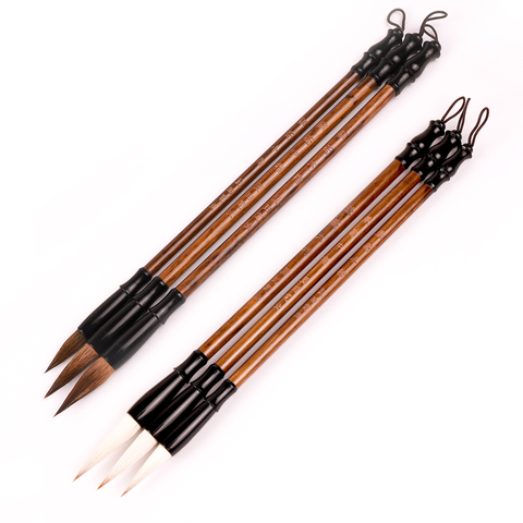 Mémoire en bois écriture pinceaux stylo fouine cheveux encre traditionnelle chinois calligraphie ensemble pour peinture dessin Festival Couplets ► Photo 1/6