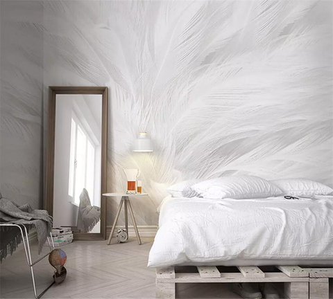 Wellyu-papier peint 3d nordique moderne minimaliste, plumes blanches ► Photo 1/3