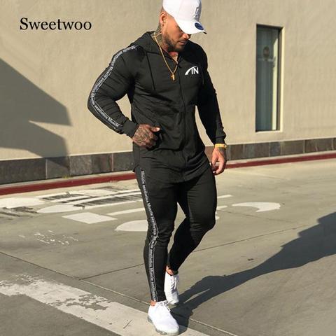 Sport Survêtements Hommes Vêtement De Sport Sweat Survêtement Hommes Gym Fitness Capuche D'entraînement Pantalons Ensembles Jogging Vêtements ► Photo 1/6