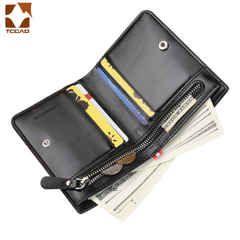 Portefeuille avec huile pour hommes 100%, cire, cuir, court, pochette, porte-monnaie pour hommes ► Photo 1/6