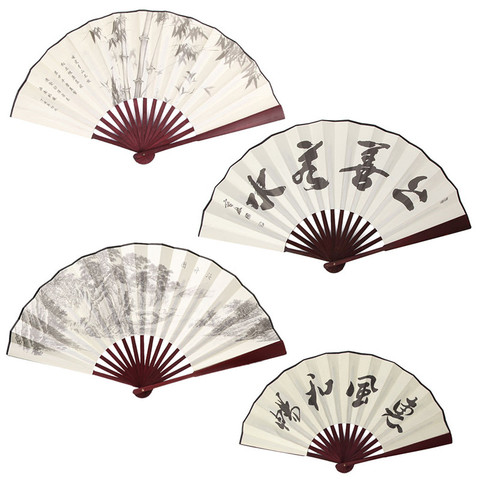 Éventail pliant en soie de Style chinois, fournitures pour événements de mariage et fêtes, décoration de la maison, cadeau pour homme ► Photo 1/6