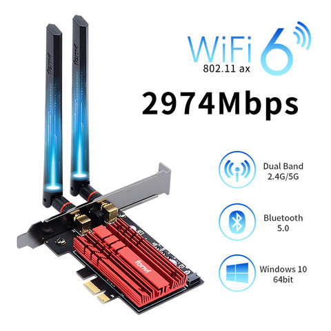 Carte réseau wi-fi 6 AX200, FV-AX3000 Gbps, Pcie, avec Bluetooth 2.4, adaptateur sans fil double bande, pour Pc de bureau, Windows 10, 5.0 ► Photo 1/6