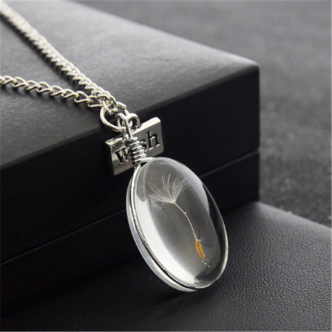 Femmes collier pissenlit boule de verre pendentif breloque collier à la mode naturel pissenlit pendentif Transparent chanceux souhait boule de verre ► Photo 1/6