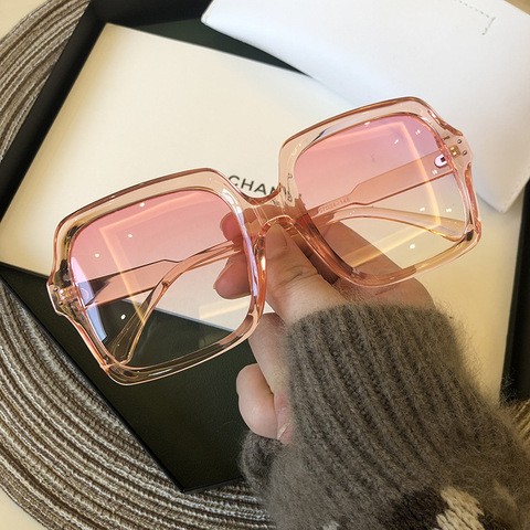 Gafas de sol – lunettes de soleil carrées pour femmes, Vintage, surdimensionnées, marque célèbre, à la mode, noires ► Photo 1/6