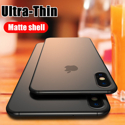 Coque rigide antichoc Ultra fine et mate de 0.2mm, étui complet en PC pour iphone 12 Mini X XR XS 11 Pro Max SE 7 6 6s 8 Plus ► Photo 1/6