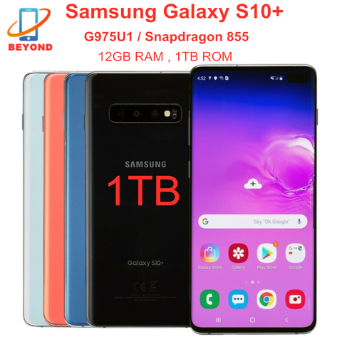 Samsung – smartphone Galaxy S10 + S10 Plus G975U G975U1, téléphone portable, 1 to de ROM, 12 go de RAM, Octa Core, 6.4 pouces, Snapdragon 855, NFC, LTE, Original, débloqué ► Photo 1/6