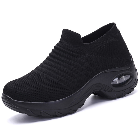 2022 printemps Femmes Respirant Chaussures Femme Plat Sans Lacet plateforme Tennis Pour femmes Maille Chaussette Baskets Chaussures zapatillas aire mujer ► Photo 1/6