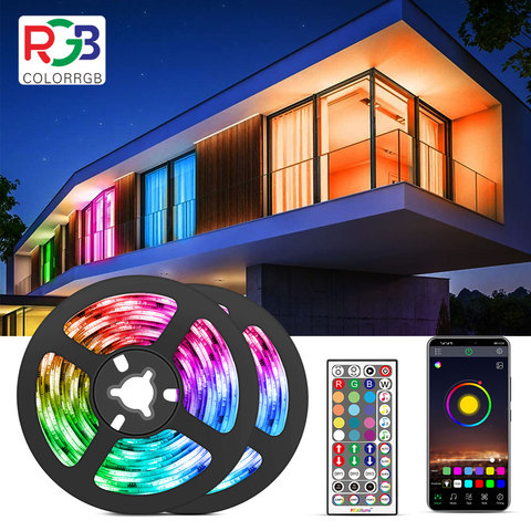 LED Bande Lumineuse RVB 5050 30LED S/M Flexible Ruban fita lumière led bande rvb 5M 10M RUBAN À Diode DC 12V + Télécommande + adaptateur ► Photo 1/6