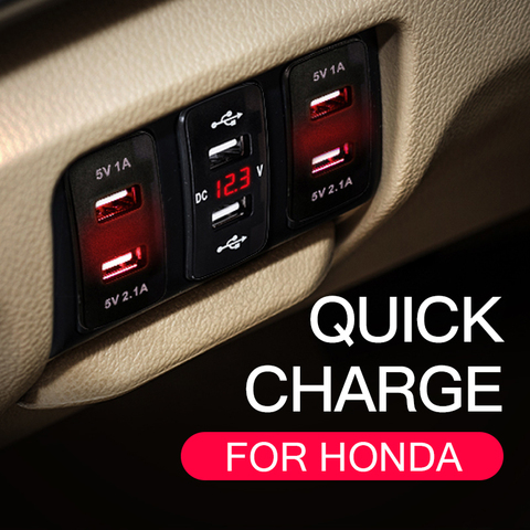 Chargeur de voiture USB double Honda | Avec voltmètre LED 12V 24V à 5V 4,2a, prise USB pour voiture, téléphone portable, prise de chargeur rapide ► Photo 1/6