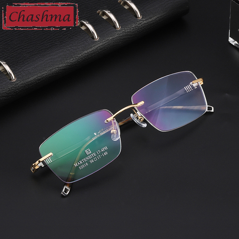 Chashma Gafas – lunettes sans bords pour hommes, monture optique en alliage de titane, lunettes de styliste ► Photo 1/6