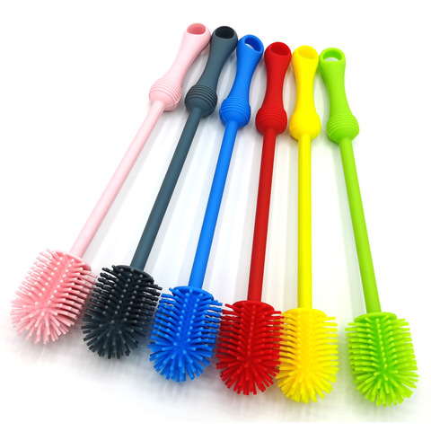 Nouveau Silicone bébé biberon brosse multifonctionnel à longue poignée nettoyage rotatif à longue poignée frottant bébé lait bouteille brosse nettoyant ► Photo 1/6