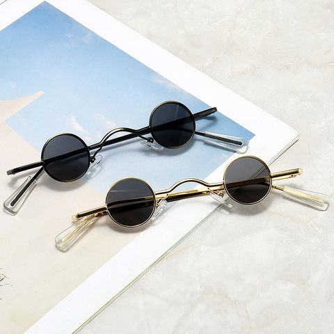Petites lunettes de soleil rondes Punk unisexe, en alliage, rétro, Mini, Steampunk, Vintage, pour hommes et femmes, UV400 ► Photo 1/6
