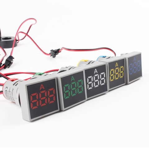 Voltmètre à LED, 22mm, AC 20V-500V 0-100A, indicateur de tension, voyant pilote, rouge, jaune, vert, blanc, bleu, ammètre numérique ► Photo 1/6