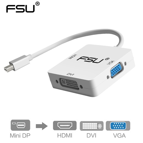 FSU 3 en 1 Mini adaptateur de câble DP vers HDMI compatible VGA DVI convertisseur de câble Mini DP pour MacBook Pro Air Mini DisplayPort ► Photo 1/6