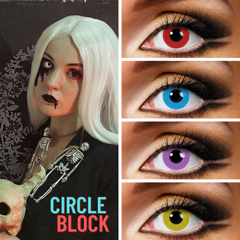 2 pièces/paire Cercle Bloc noir blanc rouge Bleu Couleur Lentilles de Contact 14.5mm Mignon Multicolore Cadeau De Fête Fille Cosplay lentille UYAAI ► Photo 1/6