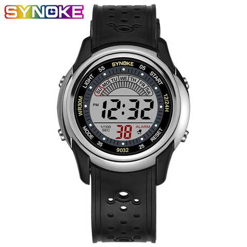 SYNOKE – montre de Sport pour enfants, numérique, pour garçons, résistante aux chocs, rétro-éclairage, Stop, étanche, 3 bars, 9032 ► Photo 1/6