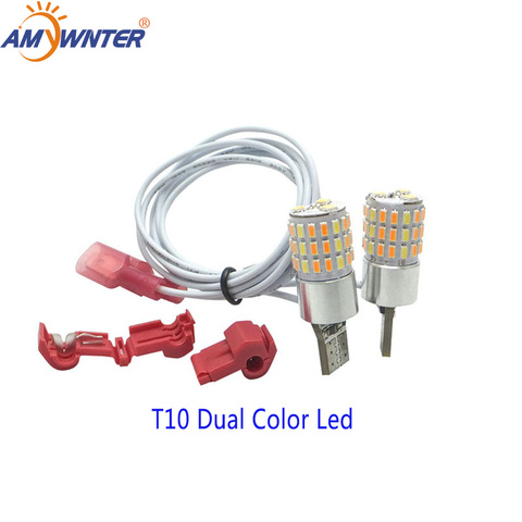 AMYWNTER-éclairage à led double couleur, clignotant pour motos, éclairage à led pour aménagement de jour et de voiture, w5w 12V T10 ► Photo 1/6