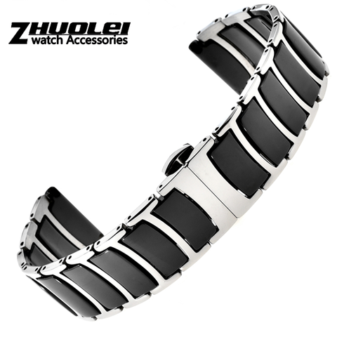 Bracelet en acier inoxydable avec céramique, pour Samsung Gear S3, pour Galaxy Watch 46mm/42mm/Active 2 1 40mm 44mm, haute qualité ► Photo 1/6