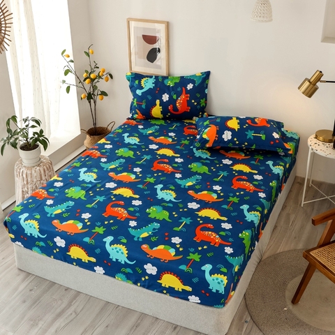 Bonenjoy 3 pc ensembles de draps de lit simple/Double/reine taille sabanas de cama dinosaure dessin animé Style draps sur une bande élastique pour les enfants ► Photo 1/6