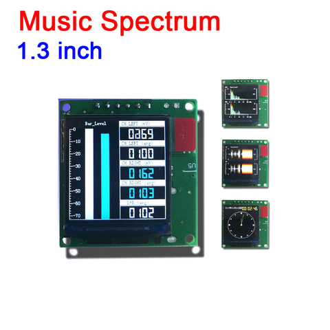 Mini écran de spectre musical TFT de 1.3 pouces, MP3, amplificateur de puissance de voiture, indicateur de niveau Audio, module de compteur VU équilibré ► Photo 1/5