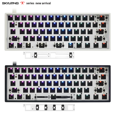 Gk61xs gk61 double mode bluetooth 5.0 60% clavier mécanique interrupteur rvb led prise d'échange à chaud type c pcb boîtier barre d'espace divisée ► Photo 1/6