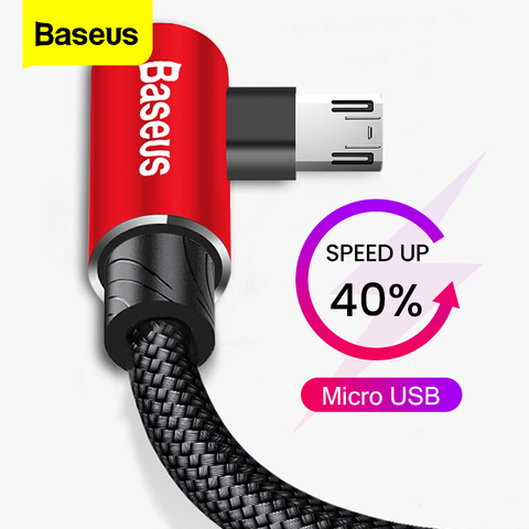 Baseus – câble Micro USB 90 degrés, charge rapide, pour téléphone portable, données, compatible avec Samsung Xiaomi Android, 2m ► Photo 1/6