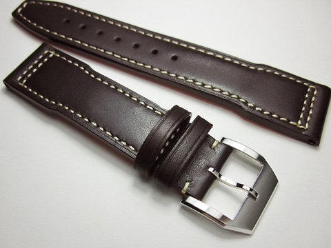 Bracelet de montre en cuir de veau pour hommes, marque de pilote IWC, 20mm 21mm 22mm, haute qualité, marron foncé ► Photo 1/5