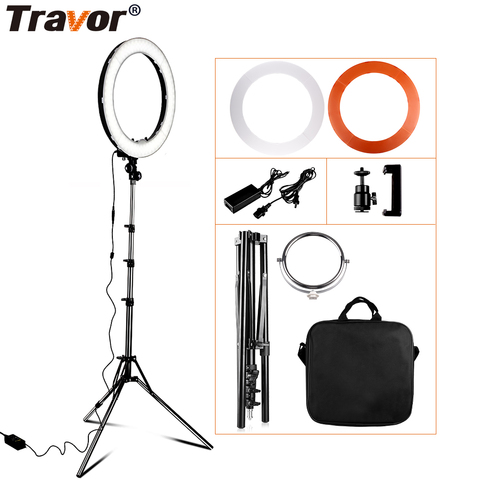 Travor RL-18 lumière annulaire de photographie à intensité variable avec sac de transport 240 pièces perles led à l'intérieur 55w lampe de lumière annulaire pour maquillage et lumière trépied ► Photo 1/6