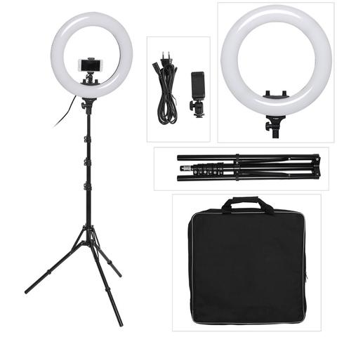 18 pouces Photo Studio éclairage LED anneau lumière bicolore 3200-5600k photographie Dimmable anneau lampe avec trépied pour Portrait, maquillage ► Photo 1/6