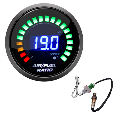 Jauge de rapport de carburant d'air 52mm LED affichage numérique avec bande étroite O2 capteur d'oxygène jauge de voiture pour 12V voiture 0258006028 jauge de course ► Photo 1/6