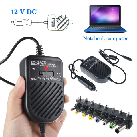 Universel 80W DC chargeur de puissance LED Auto adaptateur de voiture adaptateur d'alimentation réglable 8 fiches détachables pour ordinateur portable de voiture ► Photo 1/6