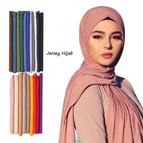 Mode Modal coton Jersey Hijab écharpe longue musulmane châle plaine doux Turban cravate bandeau pour femmes afrique bandeau 170x60cm ► Photo 1/6