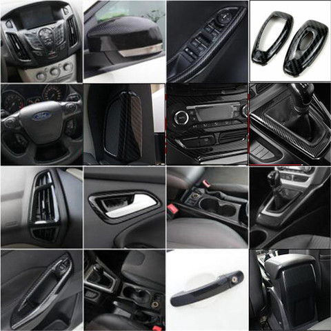 Poignée autocollante en Fiber de carbone pour Ford Focus 3 2012-2014, ensemble intérieur, accessoires pour Console, évent ► Photo 1/5