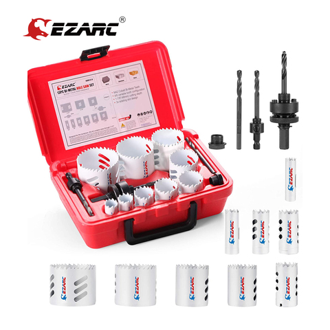 EZARC Bi-métal Trou Scie Kit,13 pièces Scies Trépan Cobalt Foret Trou Coupeur avec Mandrins pour Doux Tôle, le Bois, les Cloisons Sèches, En Aluminium ► Photo 1/6