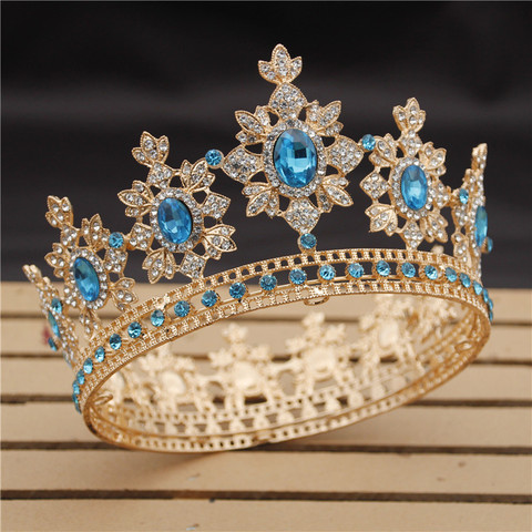 Luxe roi Royal mariage couronne mariée diadèmes et couronnes reine cheveux bijoux cristal diadème bal coiffure tête accessoire reconstitution historique ► Photo 1/6