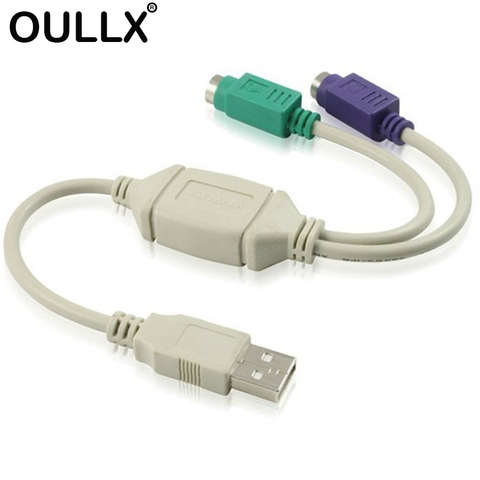 OULLX – adaptateur USB mâle vers double PS2, convertisseur de câble USB vers deux PS/2, pour clavier, souris, câbles et connecteurs d'ordinateur ► Photo 1/6