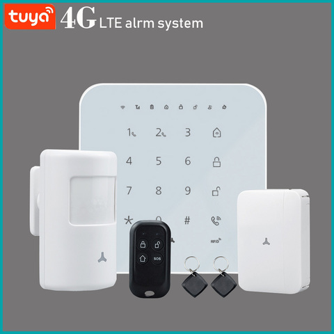 Système d'alarme de sécurité domestique intelligent, wi-fi, GSM/3G/4G, anti-cambriolage, contrôle avec application Tuya, activation/désactivation, compatible avec Alexa ► Photo 1/6