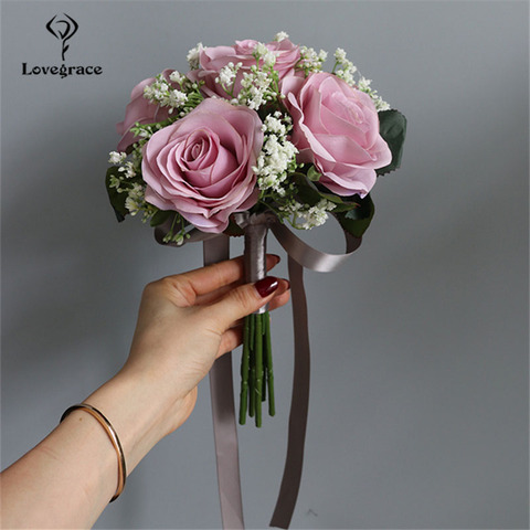 Lovegrice-Bouquet de roses de mariée, fournitures de mariage, Arrangement à faire soi-même pour demoiselle d'honneur, souffle de bébé, décor de bal fête à domicile ► Photo 1/6