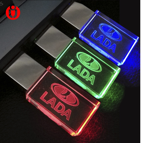 32GB métal cristal LADA voiture clé modèle USB lecteur Flash 8GB 16GB 32GB 64GB personnaliser logo stylo lecteur cadeau spécial ► Photo 1/6